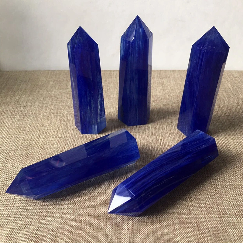 Blue Smelted Stone Crystal Column Ornaments Rough Polished Crystal Column Ornaments Crystal Crafts