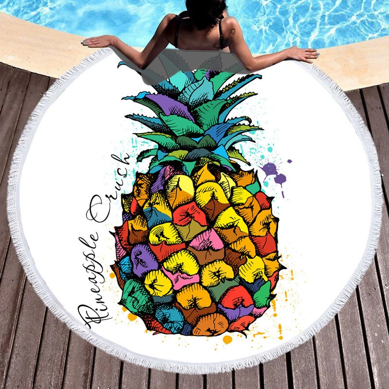 Cool Summer Beach Towel Background With Pineapple Pattern