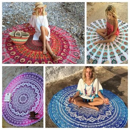 Vacation Lightweight Printed Round Beach Mat