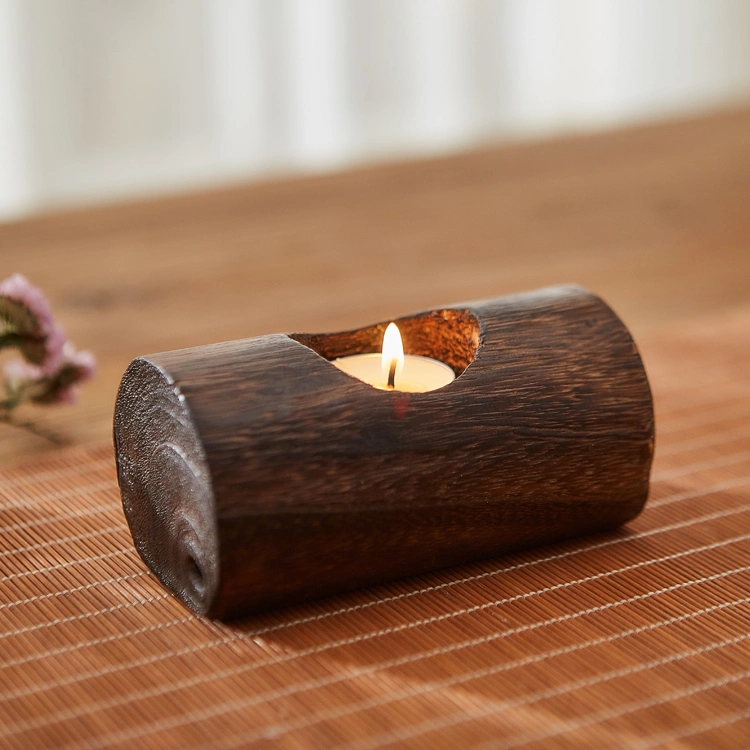 Solid Wood Small Candle Holder Decoration