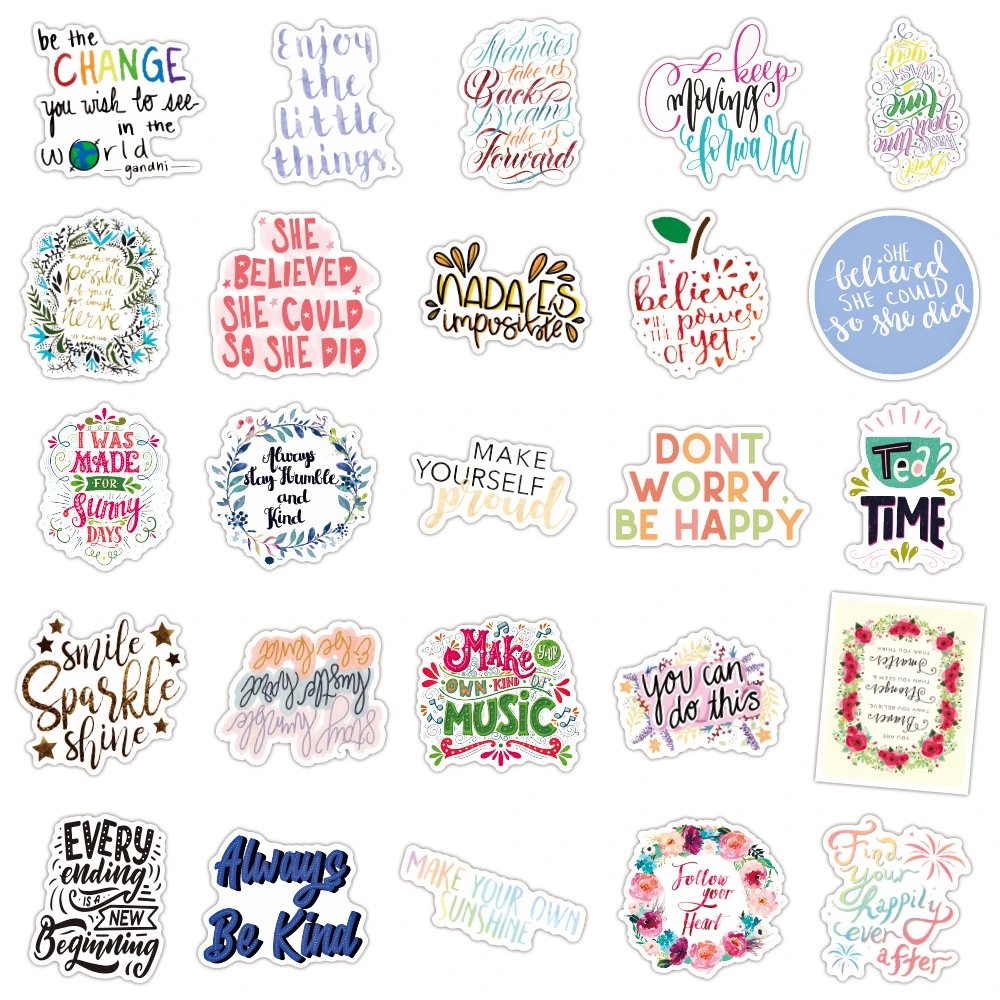 50 Inspirational English Phrase Graffiti Stickers