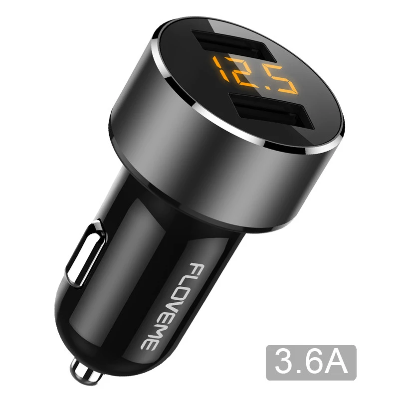 Dual Port Smart Digital Display For Car Charger