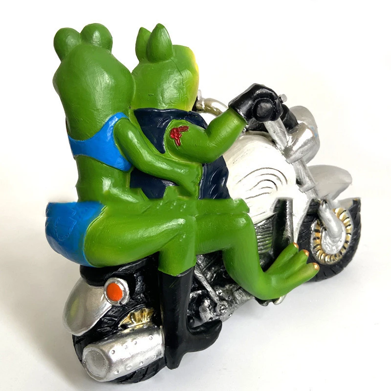 Resin Crafts Two Frogs Riding A Motorcycle