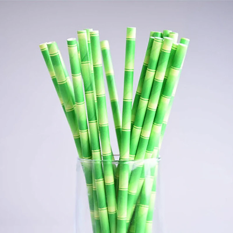 Green Bamboo Paper Straw Tip