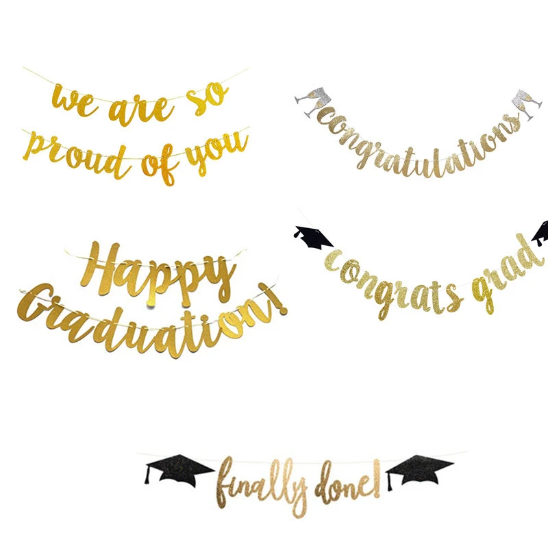 Glitter Graduation Party Decoration Pull Flower Pull Flag Personality Letters