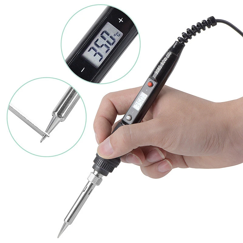 Gold Porcelain Electric Soldering Iron Set