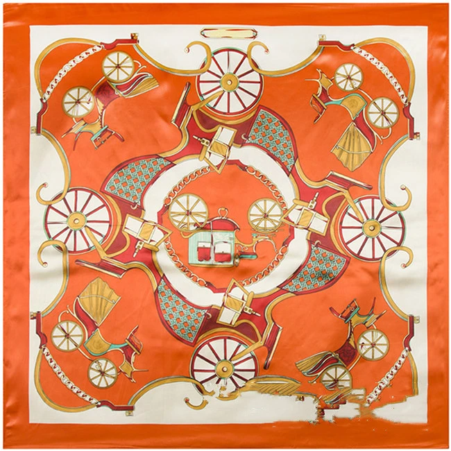 Faux Silk CCassic Orange Big Square Scarf