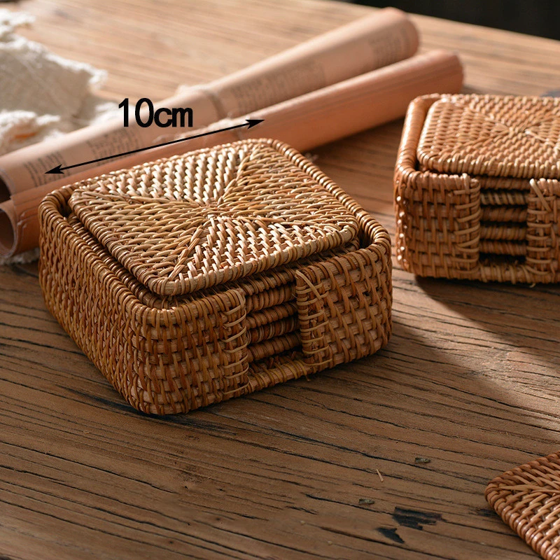 Hot Wholesale Vietnam Autumn Rattan Weaving Cake Tabletop Storage Coaster Shooting Props American Furniture Basket