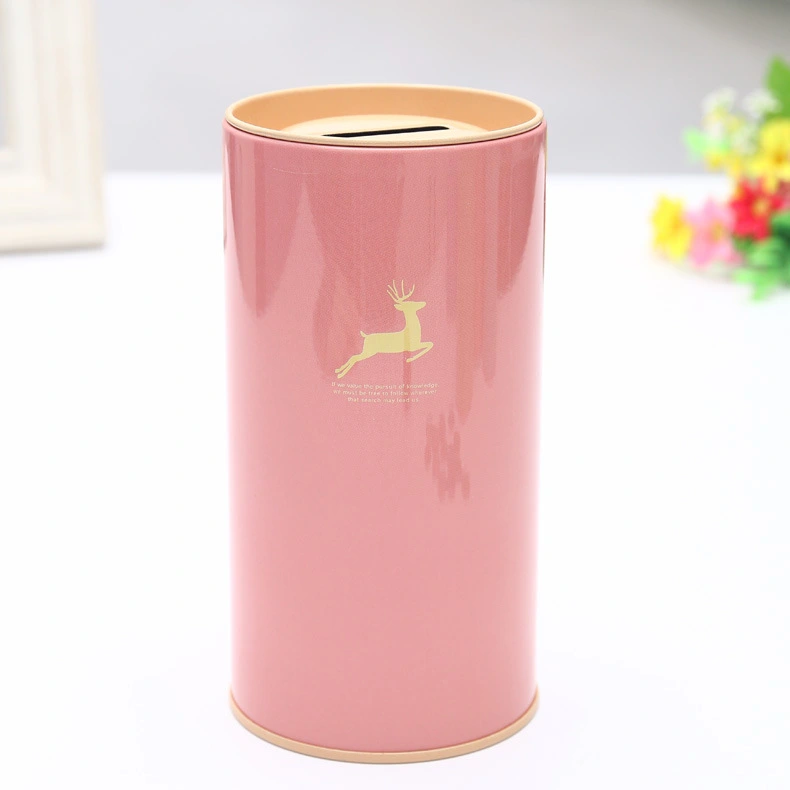 Creative Cartoon Piggy Bank Tinplate Round Tin Can