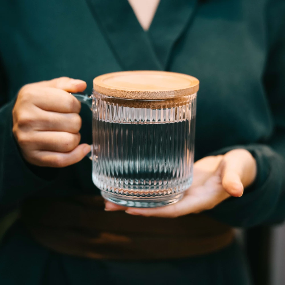 Japanese New Round Coffee Cup Transparent Stripe