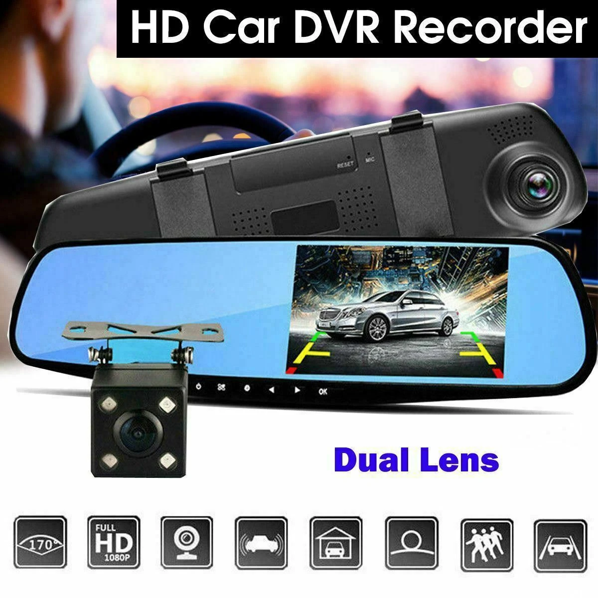 Driving recorder front and rear dual recording