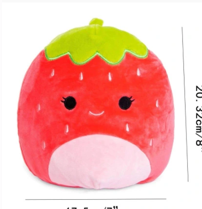 8 Inch 3D Strawberry Sofa Cushion Plush Doll Ornaments Pillow Birthday Gift Plush Stuffed Plushie Fruits Plush Toy Bat Toys