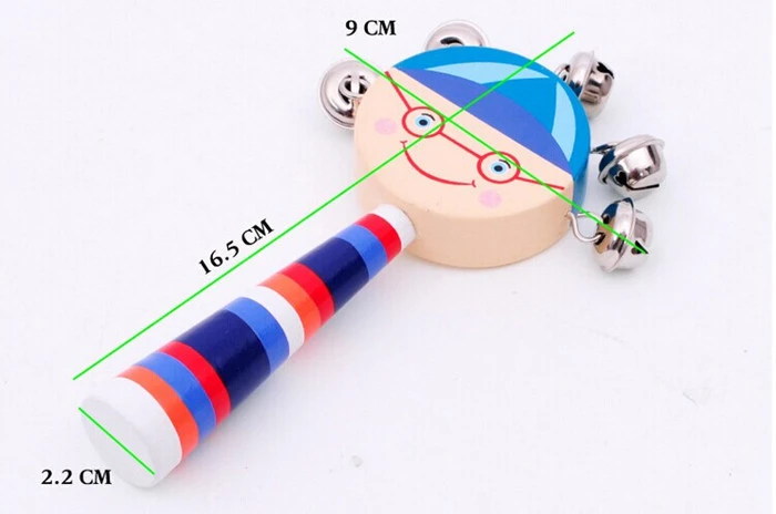 Wooden Cartoon Smiling Face Rattle Wooden Baby Rattle Bed Bell Early Education Bell