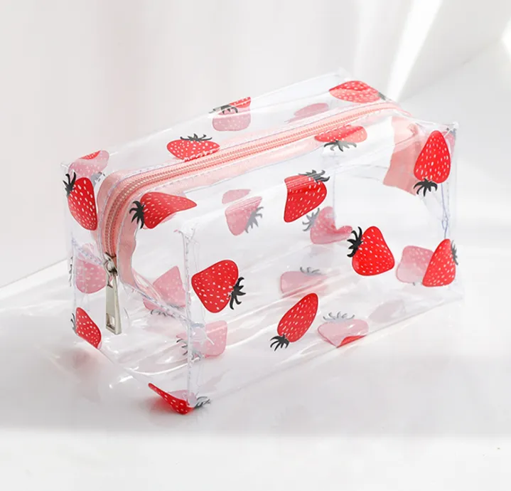 Japanese Cute Transparent Cosmetic Bag Large Capacity Portable New Super Fire Wash Storage Bag Korea Ins Wind