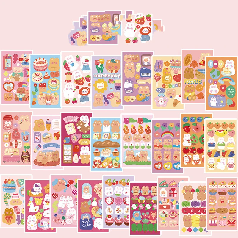 Decorative Small Pattern Ins Wind Cartoon Cute Girl Hand Account Material Label Sticker