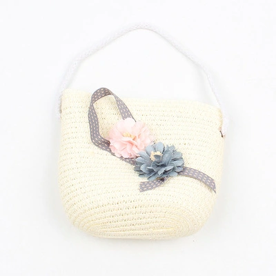 Summer Children'S Messenger Bag Cute Flower Straw Bag Korean Girl Outing Sweet Coin Purse Can Wear Hat Tide