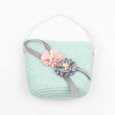 Summer Children'S Messenger Bag Cute Flower Straw Bag Korean Girl Outing Sweet Coin Purse Can Wear Hat Tide