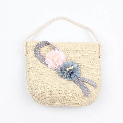 Summer Children'S Messenger Bag Cute Flower Straw Bag Korean Girl Outing Sweet Coin Purse Can Wear Hat Tide