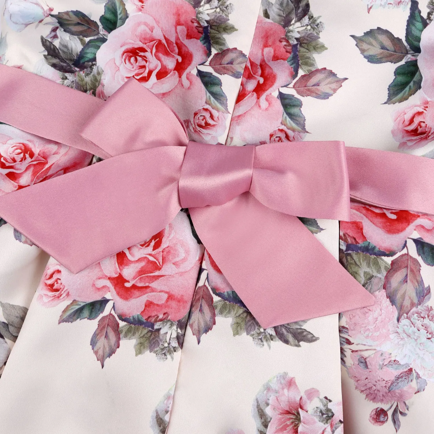 New Children Wedding Dress Rose Print Princess Birthday Party Show New Year Bow