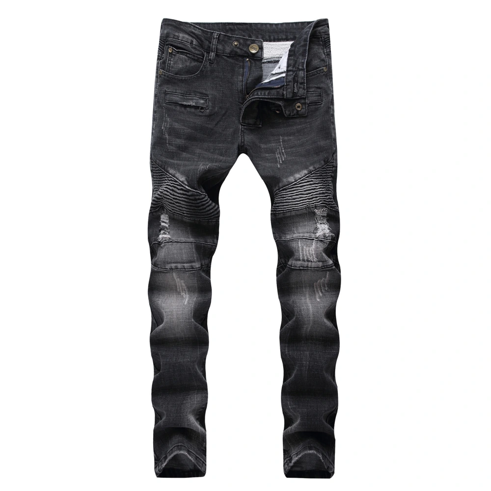 Fashionable Men's Slim Fit Straight Zip Jeans