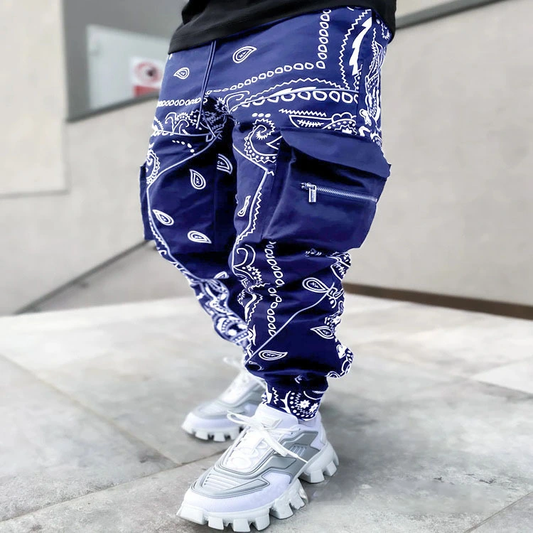 Cashew Flower Casual Sports Harem Pants Men European And American Loose High Street Multi-Pocket Overalls