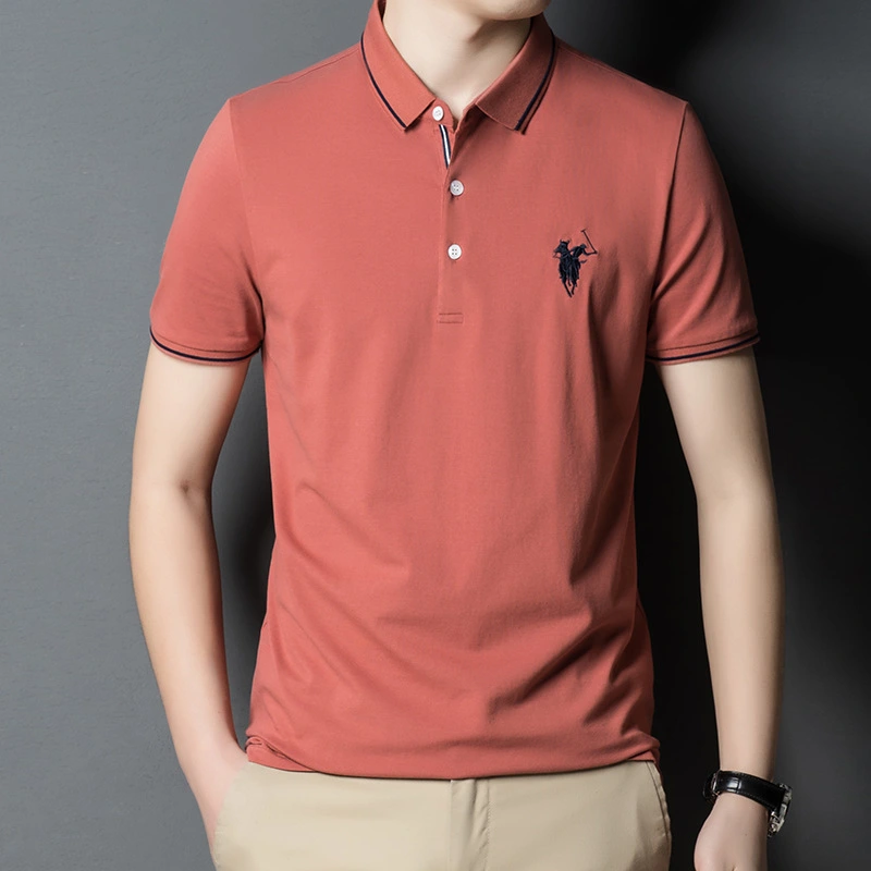 Summer New Simple Light Business Short-Sleeved Polo Shirt Men'S Casual Lapel T-Shirt