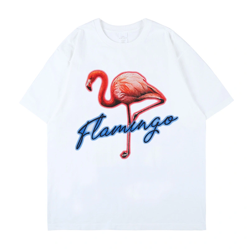 Street Loose Flamingo Print Short Sleeves