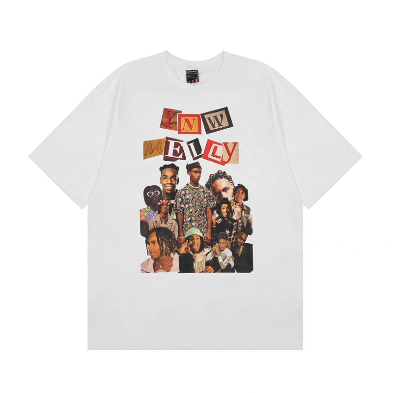 American Retro Fashion Brand Hip-Hop Character Print Vibe Style Short-Sleeved T-Shirt