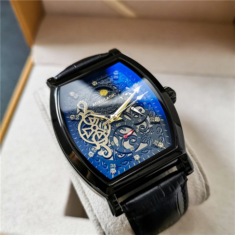 Hollow Transparent Watch Men's Waterproof Luminous Leather Butterfly Buckle