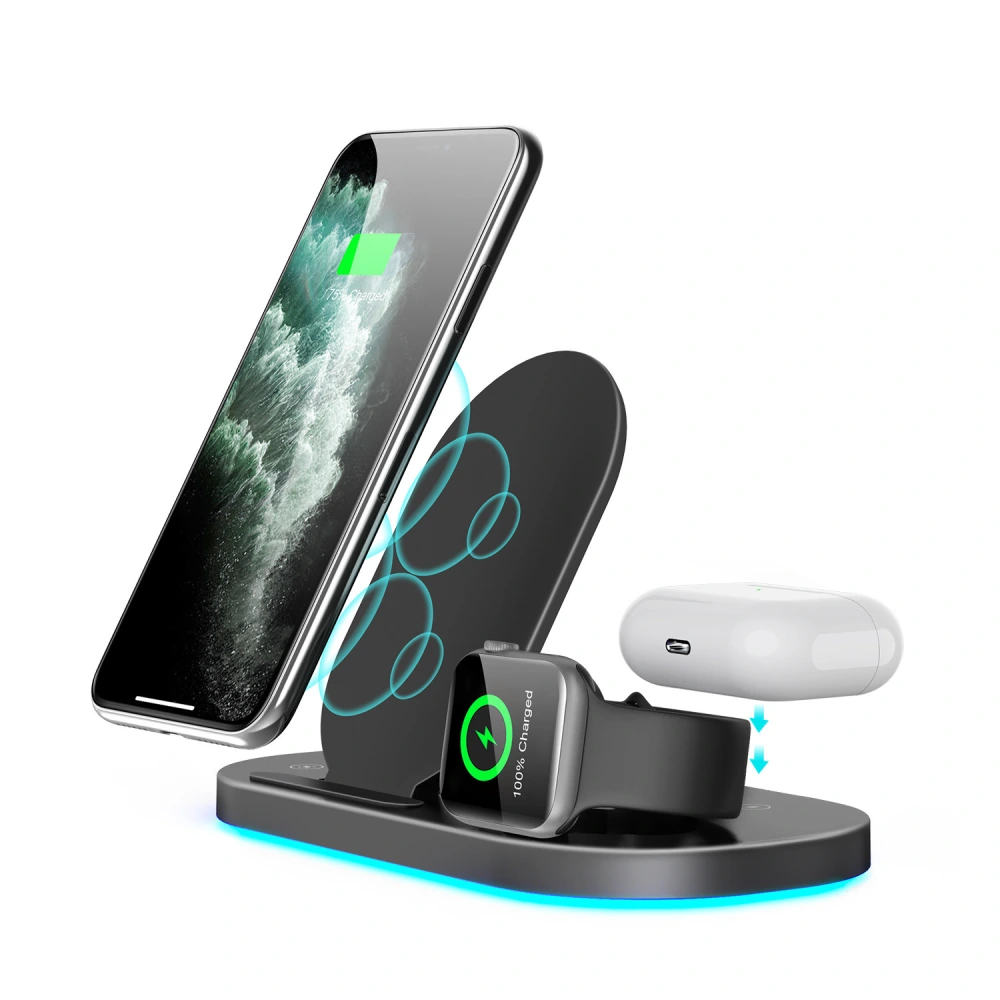 The New 15W Multifunctional Three-In-One Wireless Charger Folding Stand Is Suitable For  Mobile Phone Watch Headset