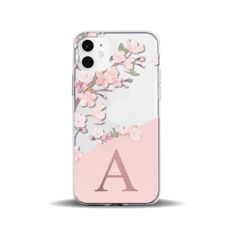 Compatible with Apple, Suitable For Iphone11Pro Creative Transparent Peach Blossom 26 English Letters 78P Mobile Phone Case Iphone12 Protective Cover