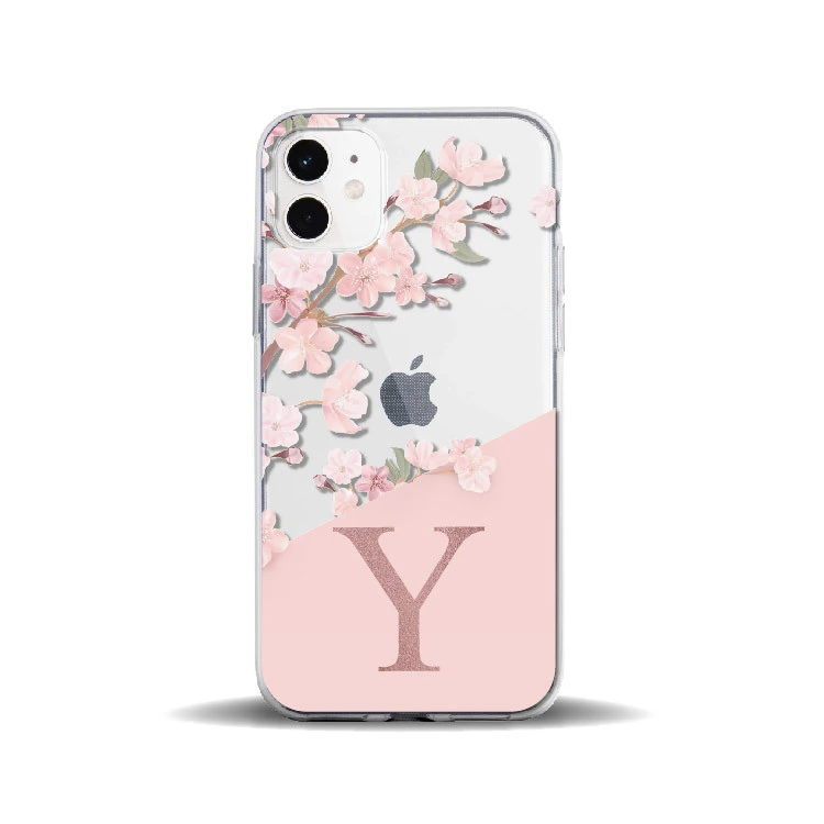 Compatible with Apple, Suitable For Iphone11Pro Creative Transparent Peach Blossom 26 English Letters 78P Mobile Phone Case Iphone12 Protective Cover