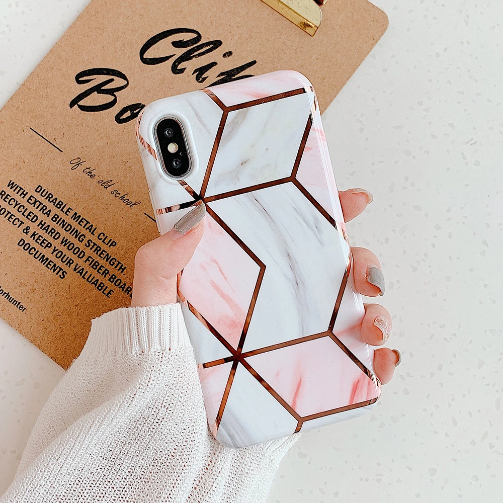 Compatible with Apple , Electroplating Geometric Marble Phone Case