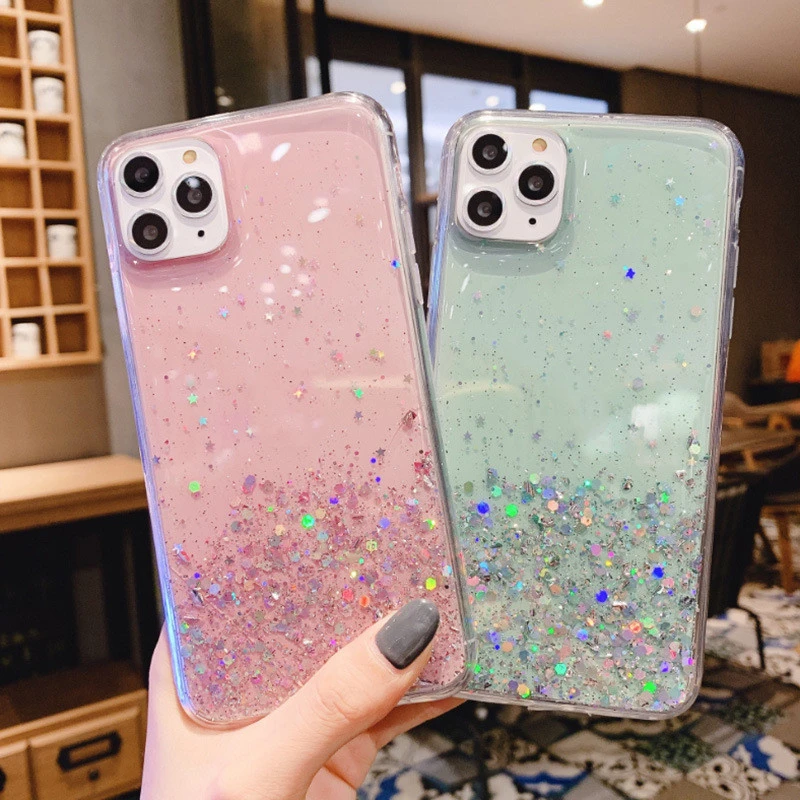 Xiaomi CC Star Sequin 9 8 Silver Foil Epoxy Soft Case