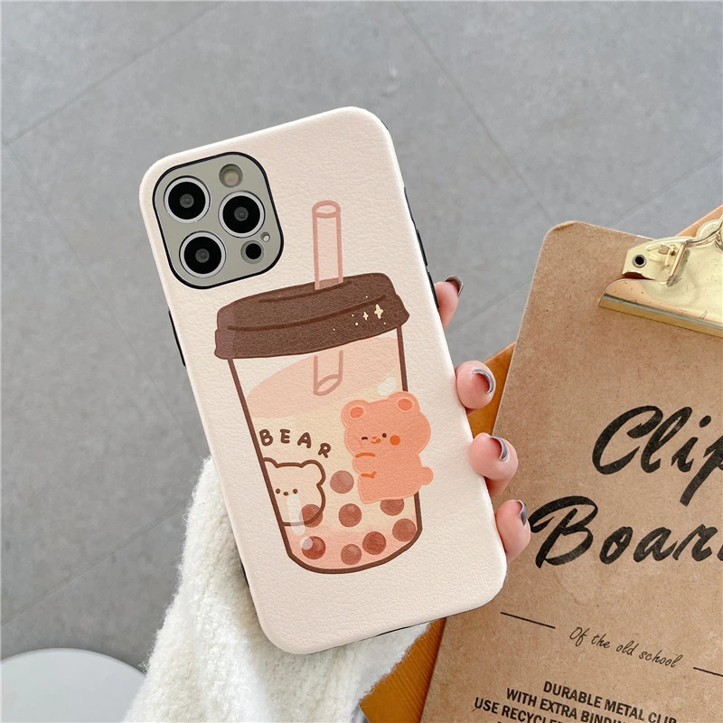 Compatible with Apple, Compatible with Apple , Milk Tea Bear For Iphone12Pro Max iphone 11 Mobile Phone Case