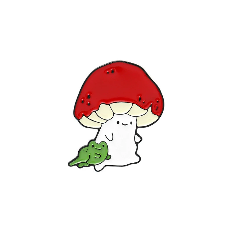Creative Frog Smiley Mushroom Brooch Hundred Matching Emblems