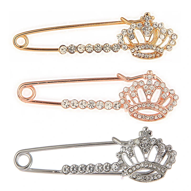 Fashion Cardigan Sweater Anti-Glare Crystal Crown Brooch