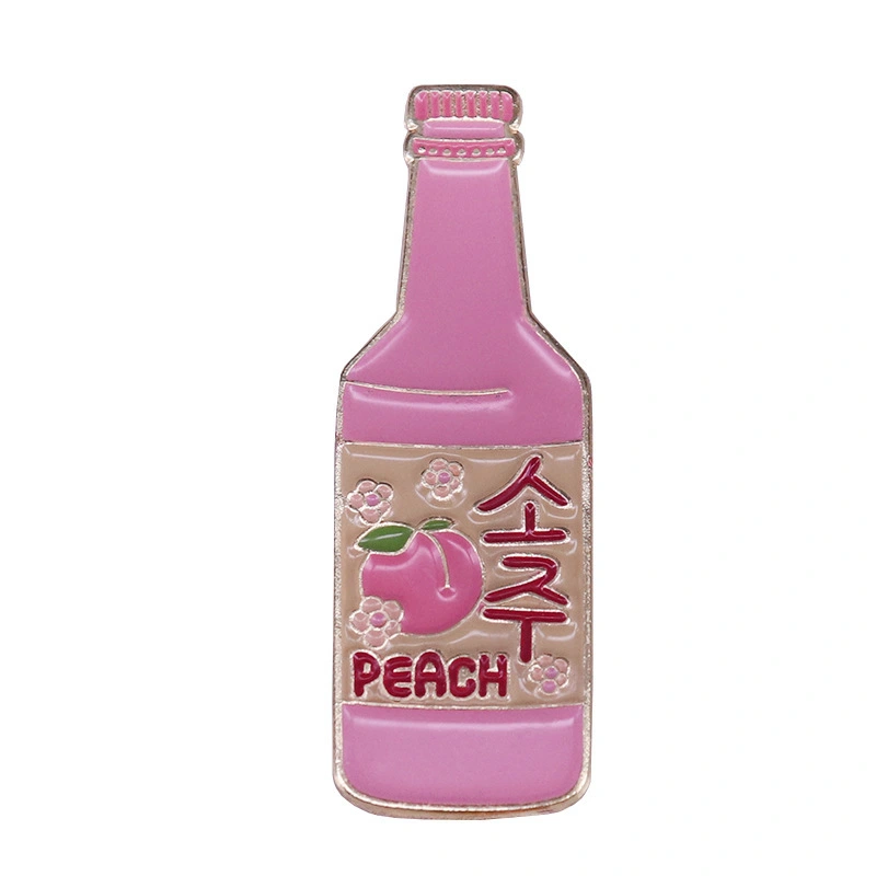 Korean Peach Shochu Brooch Cute  Bottle Badge