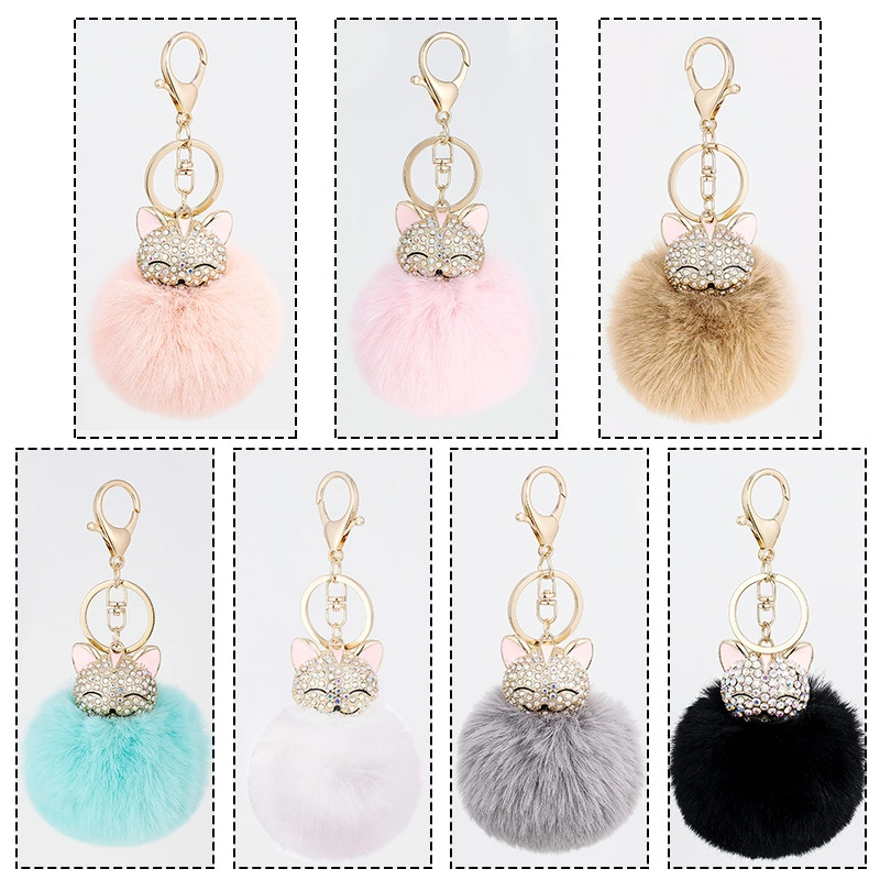 Diamond Alloy Cat Keychain Pendant Lady Bag Pendant