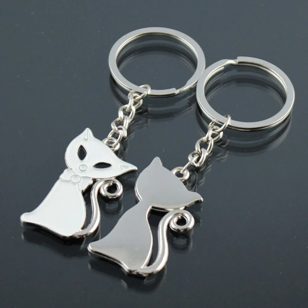 Cat Keychain Ring Ornament-Accessory Cute Couple Lovers Enamel Jewelry Fashion for Alloy