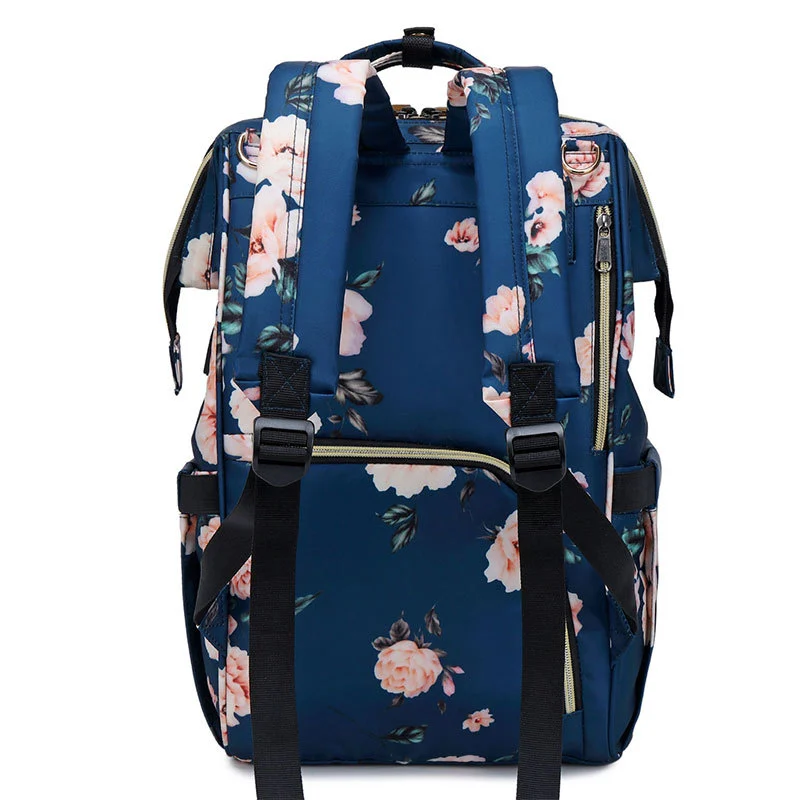 Fashion Printed Mother Bag USB Rechargeable Mother And Baby Bag Diaper Backpack