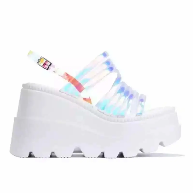 Women's Transparent Lace-up Platform High Heel Sandals