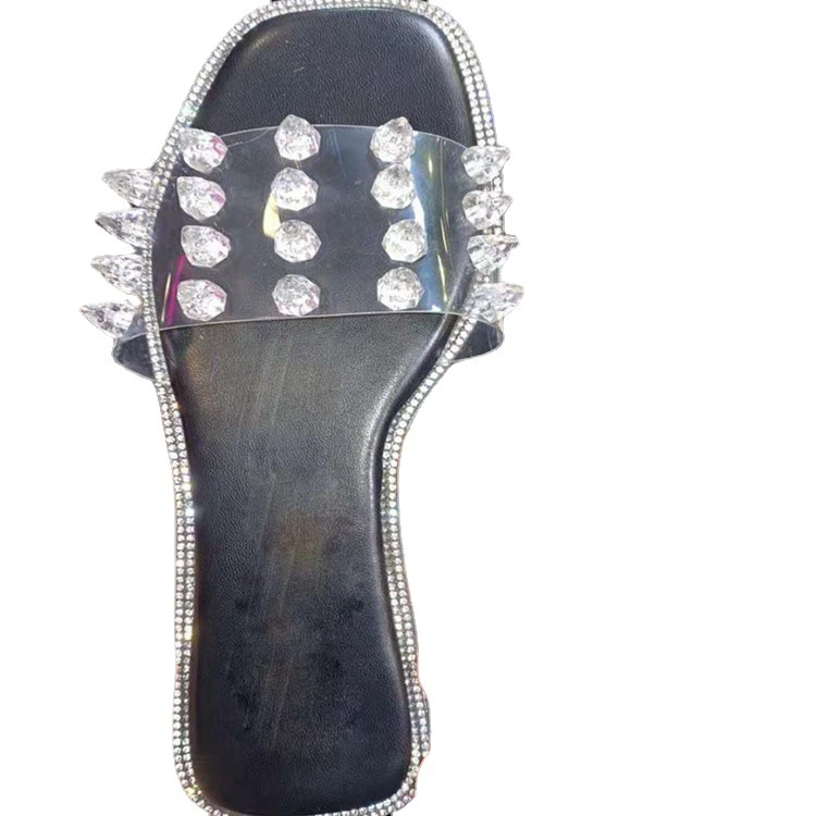 Rhinestone Rivet Flat Flip-flop Beach Shoes