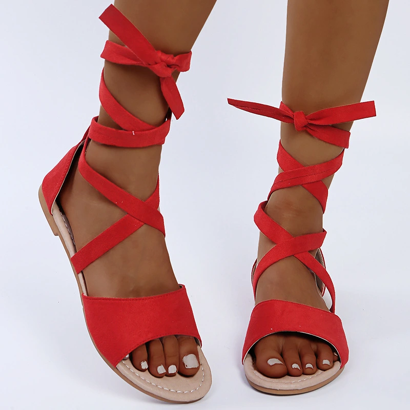 Open-toed Roman Shoes Seaside Beach Shoes Women Lace-up Sandals