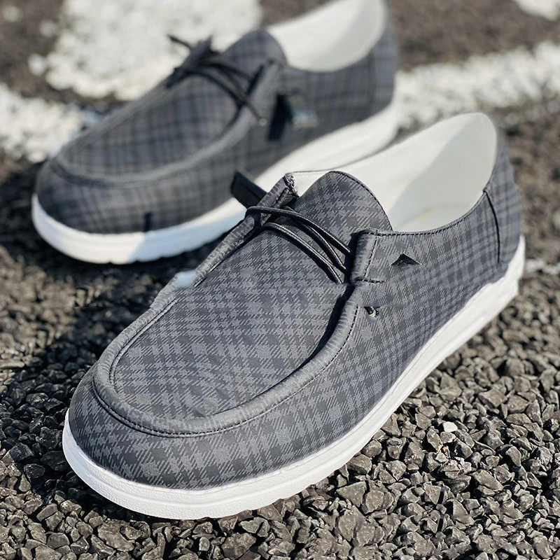 Cross-border Low-cut Flat Round Toe Plaid Ladies Shoes