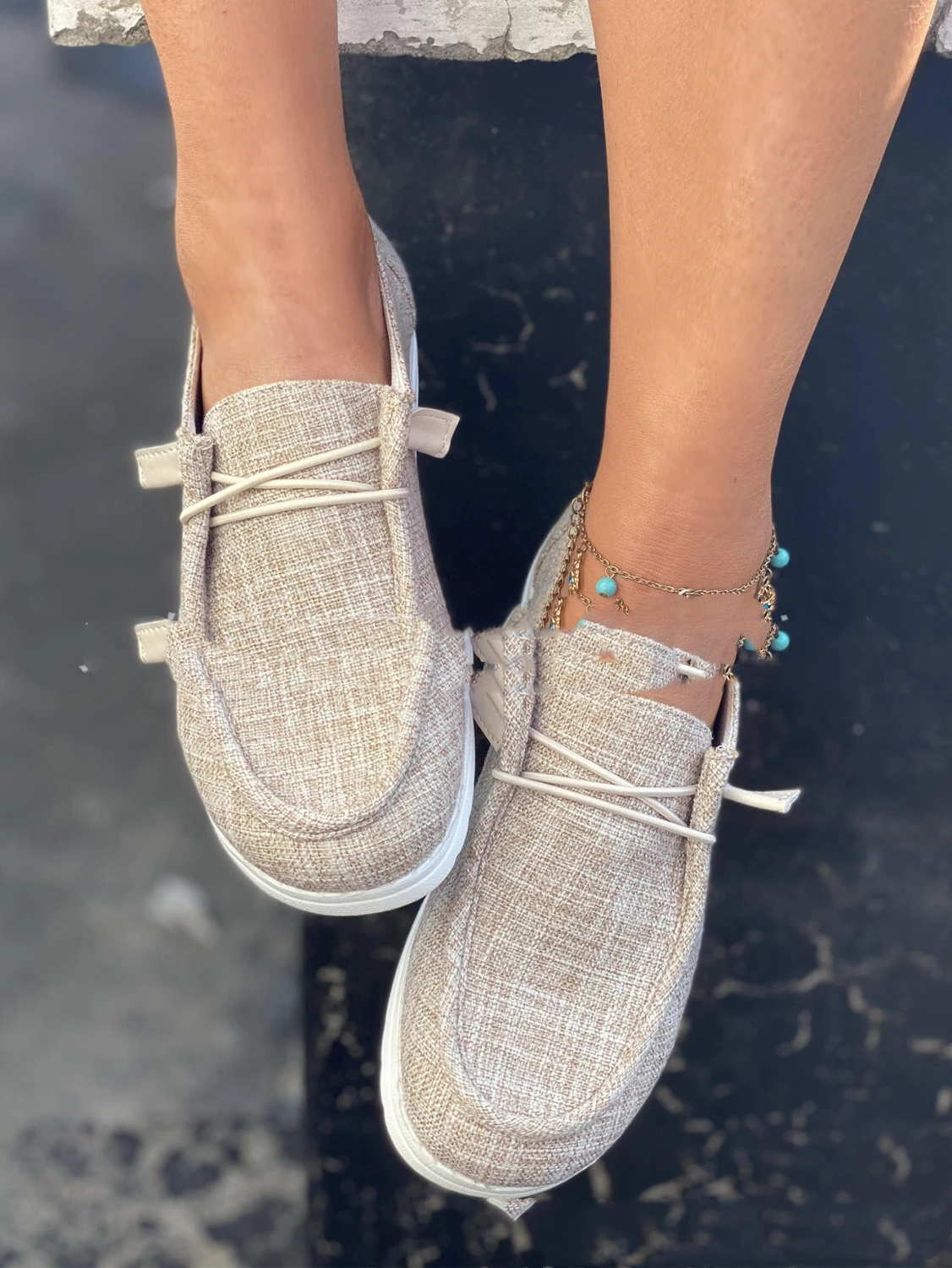 Cross-border Low-cut Flat Round Toe Plaid Ladies Shoes