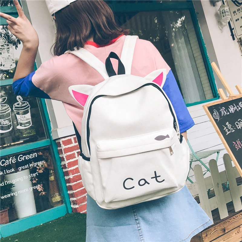 New Cartoon Backpack Ladies Canvas Student Bag