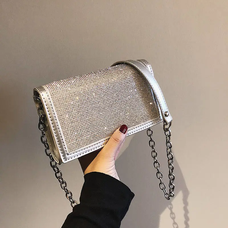 Sparkling Diamond Small Square Bag All-match Chain Shoulder Messenger Bag