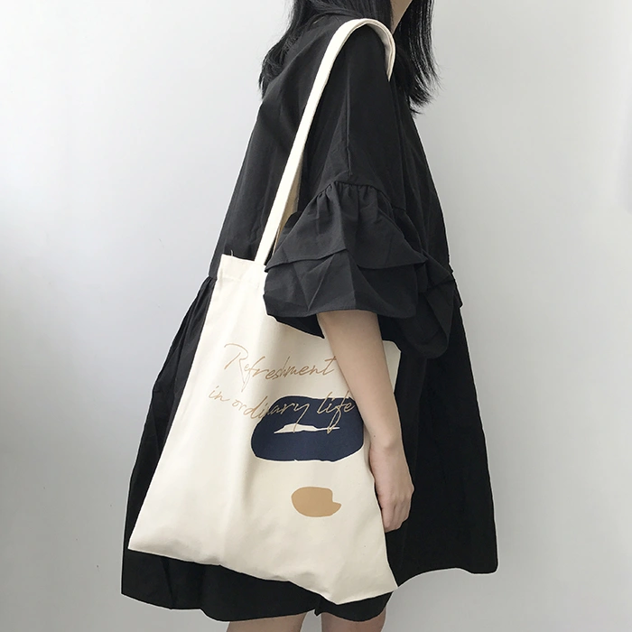 Ins Wind Thin Cotton Grey Cloth Bag