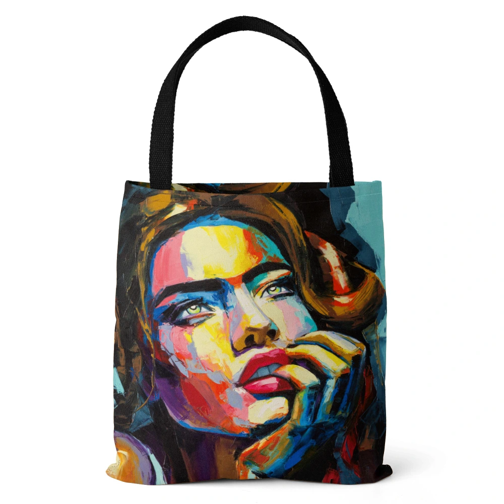 Special Bag Female Oil Painting Print Beach Bag Brutalist Style